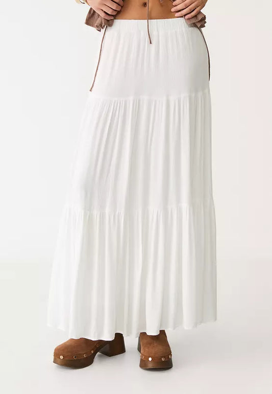 Jupe midi fluide avec taille élastique - Réf: ER001406254